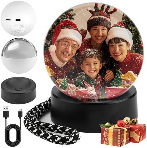 Lettore video a sfera di cristallo da 7 cm, supporta WiFi, sfera di memoria, sfera di memoria 3D con display digitale, lampada a sfera di memoria con audio caricabile video foto, regalo personalizzato