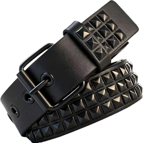 MAIXIANGGUOJI Rivet Belt Rock Punk Studded Belt Goth Row Pyramid Square Vintage Punk for Jeans Rockwear Women/Men