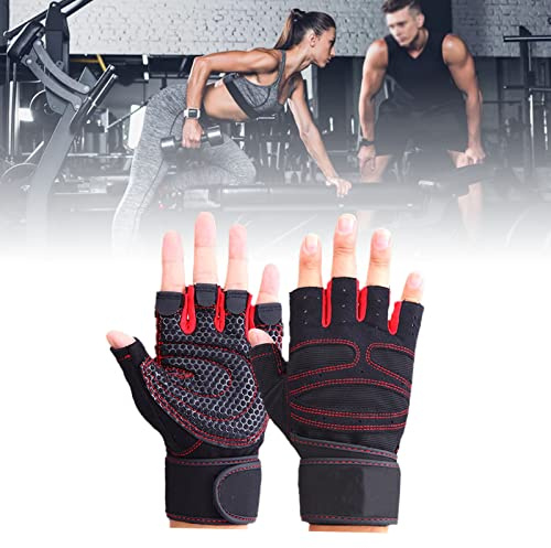 aqxreight Fitnesshandskar Fingerlösa, Halkfria Träningshandskar med Handledsomslutning för Tyngdlyftning Gymträning Andningsbar Mikrofibersilikonhandflata för Män och Kvinnor