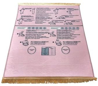 Tappetino da preghiera, morbido tappeto educativo per preghiera, tappeto bilingue passo dopo passo guidato, tappetino pieghevole antiscivolo, design confortevole, 50 x 90 cm, per stanza, casa, viaggio