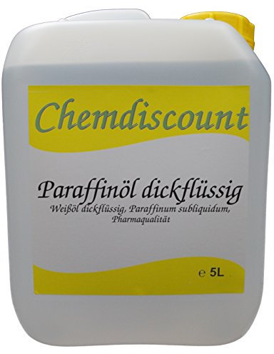 Chemdiscount 5Liter Paraffinöl dickflüssig, entspricht Ph.Eur, medizinisch, Paraffinum Subliquidum, Pharmaqualität