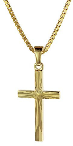 trendor Kreuz-Anhänger Gold 333/8K 22 mm mit goldplattierter Silberkette Damen und Herren Halskette 08512-40 40 cm