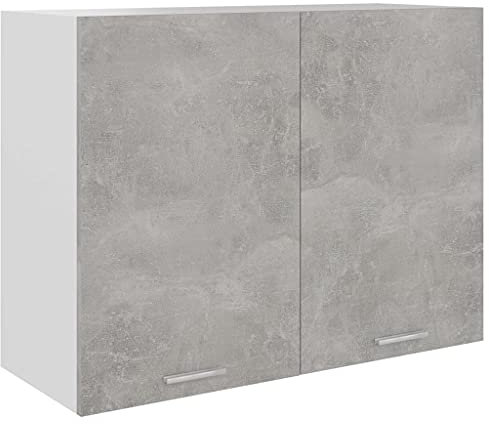 vidaXL Hängeschrank 2 Regalböden Küche Schrank Einbauküche Küchenzeile Küchenmöbel Oberschrank Küchenschrank Betongrau 80x31x60cm Holzwerkstoff
