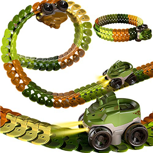 OBEST Circuit de Voiture électrique, 92 Briques Assemblées en 240 cm de Long,Jouet de Voiture électrique,Cadeau éducatif pour Enfants