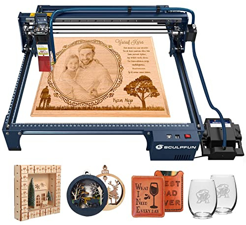 SCULPFUN S30 incisione laser con aria assistita automatica, punto compresso 0,06 * 0,06 mm, 2 in 1 taglierina laser e macchina per incisione, espandibile fino a un'area di incisione 935x900 mm