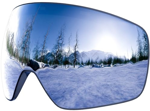 Dizokizo Replacement Ski Goggles Lens Magnetic Spherical Snow Goggles Lens for Snowboarding Skiing Silver…