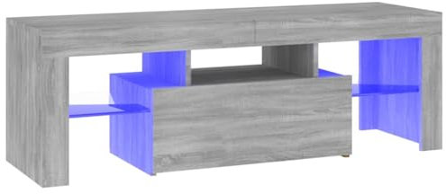 vidaXL TV Schrank mit LED-Leuchten Lowboard TV Möbel Tisch Sideboard Fernsehtisch Fernsehschrank HiFi-Schrank Grau Sonoma 120x35x40cm