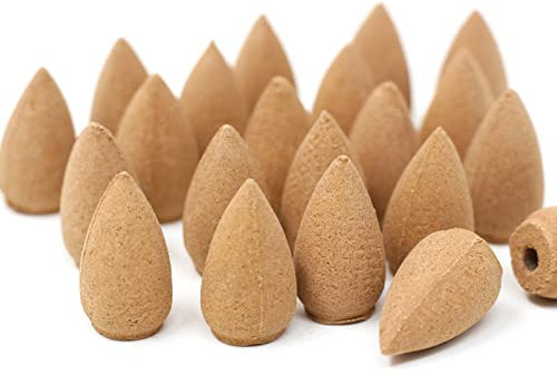 Kiuiom Conos Incienso Reflujo, Natural Incienso Conos, Cono Sándalo Natural, 100PCS Incienso de Cascada Natural Hech Aromas de Sándalo Natural para Aromaterapia Casa Oficina (Madera Sándalo)