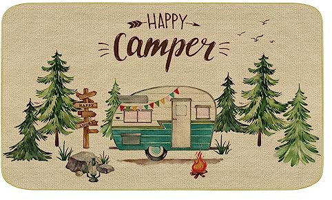 comfoyar Zerbino per Camper, Zerbini da Campeggio Happy Camper, Tappeto Benvenuto con Antiscivolo Supporto in Gomma, Facile da Pulire Zerbino per Decorazione Casa Ingresso Esterno Interno, 43 x 75 cm