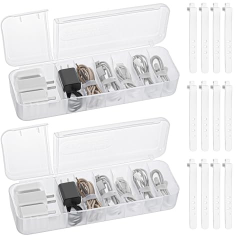 2 Stück Kabel Organizer - Kabel Organizer Box für Kabelaufbewahrung und Sortierung, Aufbewahrungsbox für Ladekabel, praktischer Kabelschutz und Kabelaufwicklung