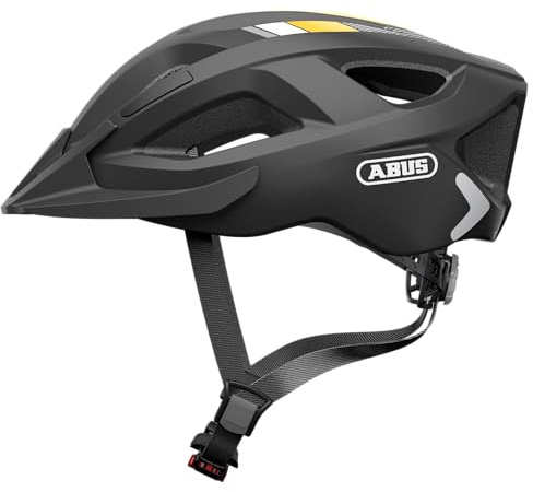 ABUS Stadthelm Aduro 2.0 - Allround-Fahrradhelm mit Licht - in sportivem Design für den Stadtverkehr - für Damen und Herren - schwarz/orange, Größe M