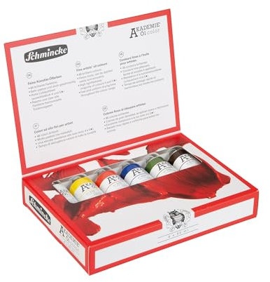 Schmincke - AKADEMIE® Öl, Grundsortiment 6 x 60 ml Tuben, 79 718 097, feine Künstler-Ölfarben, brillante Farbtöne, höchste Lichtechtheit, Ölmalerei, Ölfarben-Set