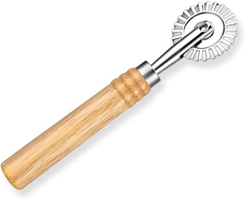 Teigrad Teigschneider Roller Teigrad Gewellt Teigrädchen Gezähnter Teigrad Einzelner Klinge Pastry Cutter Wheel Ravioli Crimper Cutter Rad Pasta Cutter Wheel Mit Holzgriff Geeignet (Langer Stil)