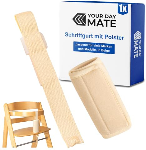 Juego de correa de entrepierna y protector de arnés para trona, pack de 2, en beige, correas de arnés compatibles con Hauck Alpha Beta, Stokke Tripp Trapp, roba Sit Up, funda blanda de arnés