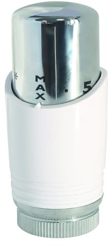 SOMATHERM FOR YOU, 601522801, Cabeza termostática M30x1,5 diseño blanco/cromado para toallero o radiador de diseño, Diseño moderno, Dilatación líquida, Conexión con paso de M 30x1,5