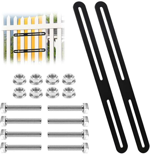 JOAASU 2 Piezas Juego de Fijación para Buzón de Valla, 360 x 24mm Conector Plano a Prueba de Oxido con Agujero Ranurado Placa Perforada, Acero Inoxidable Soportes de Placa Plana, para Montaje en Valla