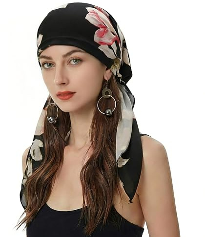 ZLYC Dam Chemo Turban mössa förbunden huvudduk Headwraps lätt hatt | Lätt andningsbar