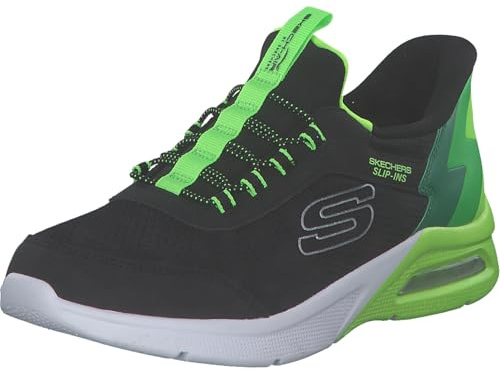 Skechers Boy's Microspec Max Brisk-Stripe Sneaker, Noir, 4 UK Child