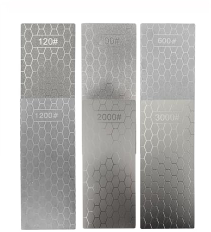 6 Plaques Pierre d'aiguisage Diamant, 120# 200# 600# 1200# 2000# 3000# Affûtage Diamant De Grain Extra Grossier à Extra Fin Pour Divers Outils