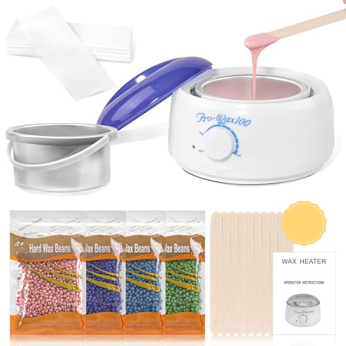Professional Wax Kit with Warmer, Beads, Sticks & Papers for Hair Removal