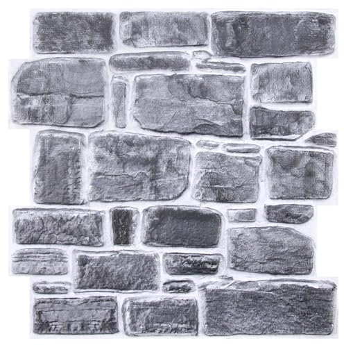 Commomy Panneaux Muraux 3D Effet Pierre Brique Autocollant, 10 Pièces, Papier Peint Brique Auto Adhesif Mural 3D, 30 x 30 cm, PVC Revêtement Mural Imperméable pour Salon Cuisine Cheminée Chambre