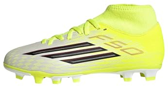 adidas Unisex niños F50 Club Mid Firm Ground/Multi Ground Football Boots Kids, Team Solar Yellow 2/Core Black/Lucid Red, 31 EU