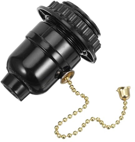 Uonlytech Douille De Lampe E27 Avec Chaîne De Traction Accessoire D'éclairage Noir Design Moderne Compatible Avec Ampoules Variées Installation Facile 1 Pièce