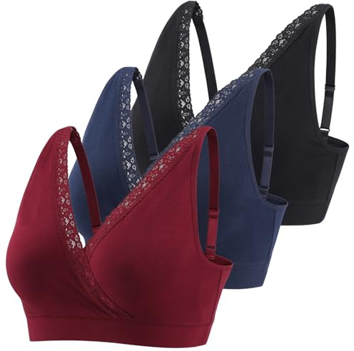 HIHOSSI Adjustable Lace Cotton Sleep Bra – Maternity Nursing Bras for Pregnancy, Daily Wear & Night Comfort