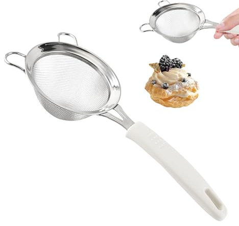 Setaccio per farina, in acciaio inox, a doppio strato, 30 maglie | Utensili da cucina gadget per alimenti setacci succhi filtraggio drenante risciacquo lavaggio
