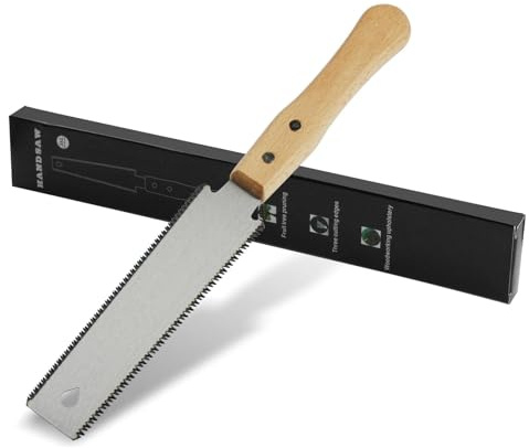 LxsNyvantic Scie à tirer double face 11/17 TPI, lame SK5 310 mm avec manche en hêtre, kerf 1,1 mm pour coupe fine à faible arrachement, 50/60 HRC – Menuiserie Jardin Bricolage Chantier