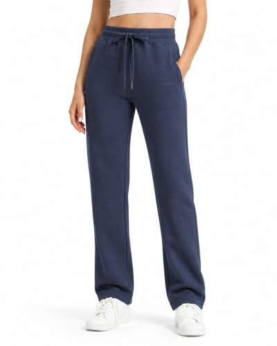 Zylioo Långa Damträningsbyxor 32/34 Inseam Raka Benbyxor, Marinblått Xsp, M extra tall