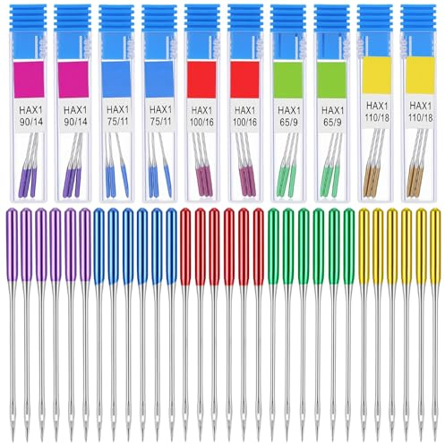 60Pcs Universal Sewing Machine Needles, Regular Point Sewing Machine Needles Universal, Steel Ballpoint Needle for Sewings Machine(9/11/14/16/18 Mixed Size)