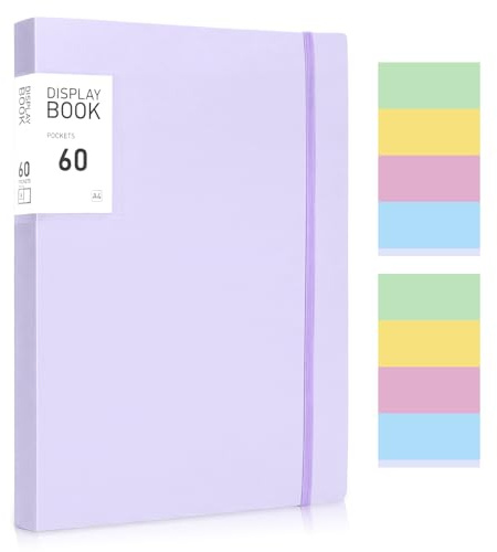 Thboxes A4 Display Folders, 60 Pockets A4 Display Book Folder with Stickers | Plastic Sleeves and Pockets Presentation Folders Document Project Folder for School and Offices