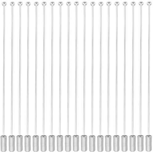 BEAMARKER 20 Broche Largo de Metal con Forma de Ojal Y Tope, de Plata, de 93mm, de Acero Inoxidable, Redondo, de Seguridad, con Base de Aguja para Solapa, para Traje, Corbata, Sombrero, Suéter, Broch