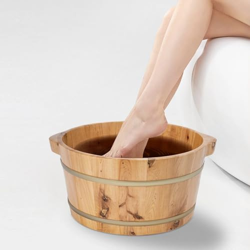 Vasca Da Bagno Per Piedi In Legno, Secchio Da Bagno Piedi In Legno – Vasca Da Bagno Spa Rotonda Classica In Cipresso Con Cerchi In Ferro Zincato, Per Massaggio Rilassante, Cura Della Domestica, Sauna