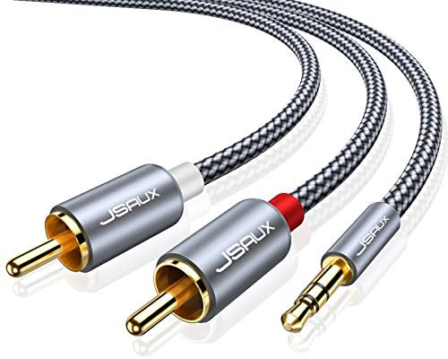 JSAUX Klinke auf Cinch Kabel, 3.5mm Klinke auf 2 Chinch Stereo Audio Aux Kabel für TV, PC, Handy, MP3-Player, Lautsprecher, Heimkino, Autoradio, Tablet, Verstärker, Soundbar- 2m