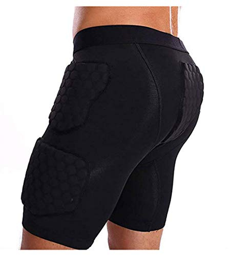 QIKEGooods Men's Goalkeeper Padded Shorts Football Protective Gear Set Training Suit for Soccer Rugby Basketball Paintball Hip Protector Shorts