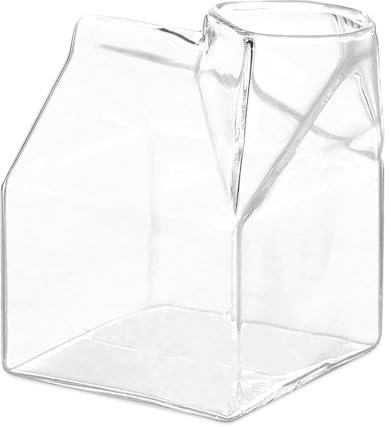 Jarra de leche de vidrio 250ml, jarra de leche vasos de agua cuadrados transparentes para leche, café, jugo