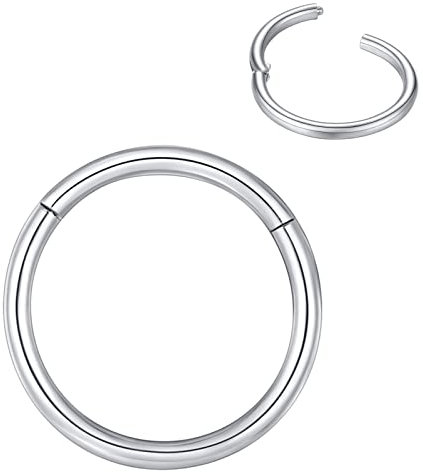 BLESSMYLOVE Silber 1.0mm 8mm Nasenring Hoop 316L Chirurgenstahl Knorpelohrring Septum Clicker Ring Edelstahl Klappbarer Segmentring Lippenring Conch Daith Helix Rook Tragus Snug Body Piercing Schmuck
