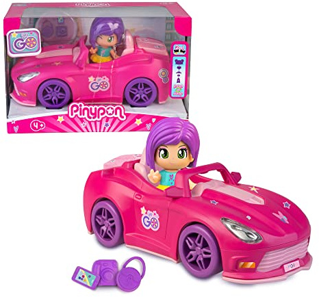 Pinypon Let's Go bil med figur och tillbehör, ny snygg bil, för barn från 4 år, PNY37
