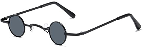 Lunettes de Soleil Rétro Petites Rondes Lunette de Soleil Ronde Hippie Lunettes de Soleil Rondes Polarisées UV400 Protection Mini Vintage Élégant Hippy Petit Cadre Cercle pour Femmes et Hommes