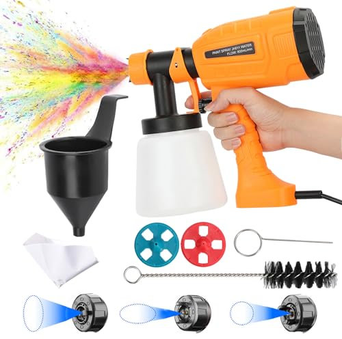 CUSROS 700W High Power HVLP Paint Sprayer, Electric Corded Sprayer Gun, Handheld Spraypaint Gun, Spray Painter with 2 Nozzles,3 Patterns, 800ml Paint Container for Walls, Ceilings, Fence, Furniture