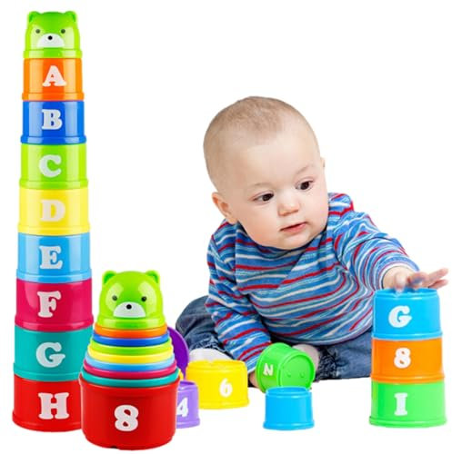 Vesone Jouet de Tasses empilables, Jouet de Tasses gigognes - Gobelets empilables colorés pour Tout-Petits,Jouets empilables, Jouets Montessori pour l'apprentissage et Le développement, Cadeaux