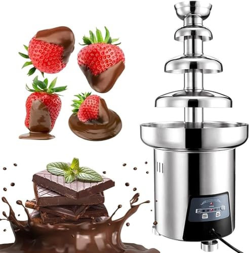 Fontaine à chocolat, cascade à fondue au chocolat en acier inoxydable avec contrôle de la température, pot de fusion de sauce parfait for le fromage, la sauce barbecue, les fruits, 4 niveaux