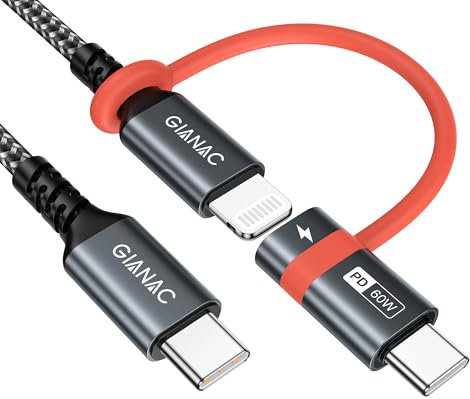 GIANAC USB C auf Lightning Kabel [2M], lightning auf USB C [60W] für iPhone 15,14,13,12,11,XS,Galaxy S23/S22/S21 und andere Typ C & iPhone Geräte