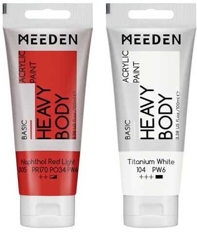 MEEDEN Acrylic Paint Naphthol Red Light: 100ml/3.38oz with Titanium White | Heavy Body Artist Acrylic Paint Set for Canvas, Wood & Craft, Non-toxic Creamy Art Paint with Titanium White for Mixing