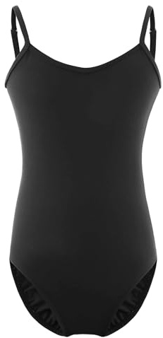 XiaoMoSha Girls Gymnastics Leotards Camisole Vests for Ballet Dance, Undergarment Bodysuits Dancewear for Kids,with Adjustable Straps,Black,11-12 Years