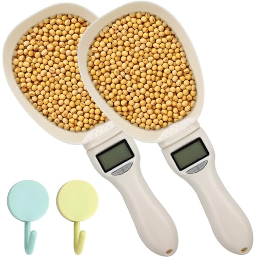 SEILETOO 2PCS Digital Measuring Spoon Scale, Adjustable Electronic Measuring Spoon with 2PCS Hooks, Digital Kitchen Scale Spoon with Removable Handle, for Cooking, Baking, Pet Food, Daily Meals