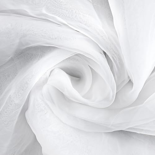 Vit Tyll Organza-Tyg 150 cm Bred för Brudklänning, Bröllopsdekorationer, Bakgrundsbåge och Gör-det-själv-hantverk - 2 Yard