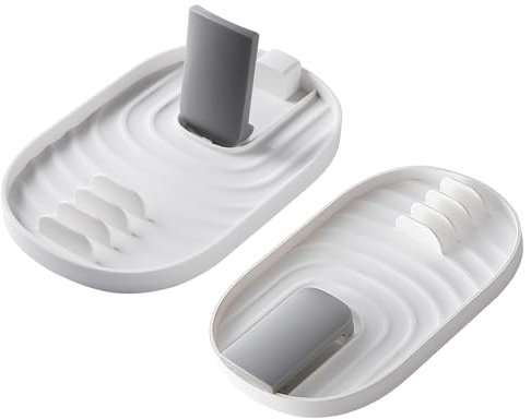 2 Piece Repose Cuillère Cuisine Pour Pot Lid and Spoon Holder, Kitchen Utensil Shelf, Spoon Tray Shelf, Rangement Couvercle Casserole to Prevent Drip Spots (blanc)